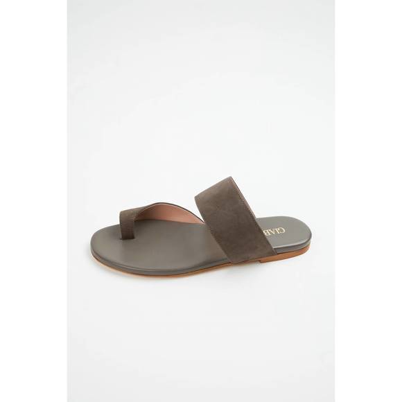 NEW GIA BORGHINI zefiro flat suede sandals in taupe - Picture 3 of 4